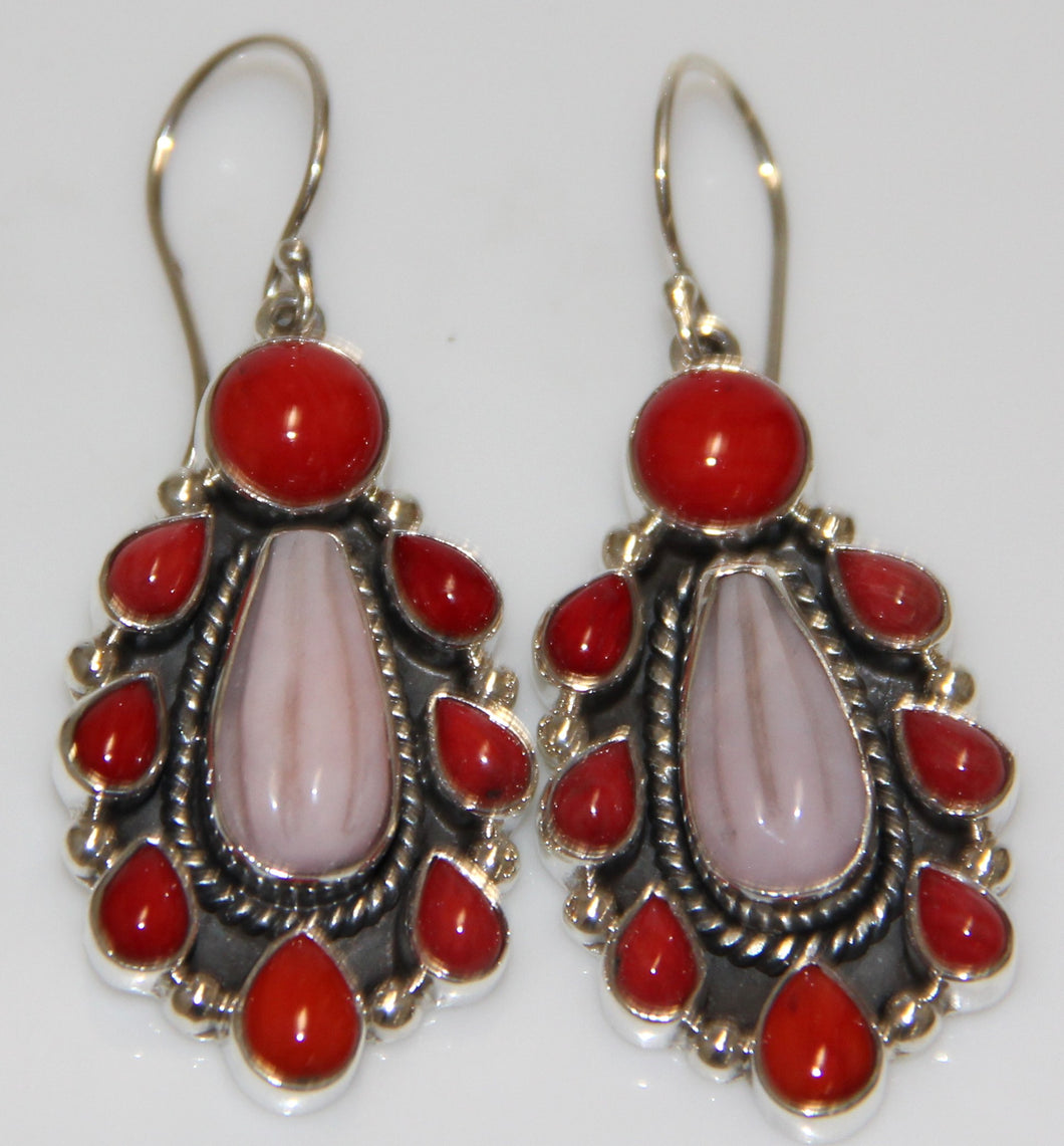 pink opal and dyed Coral Earring.