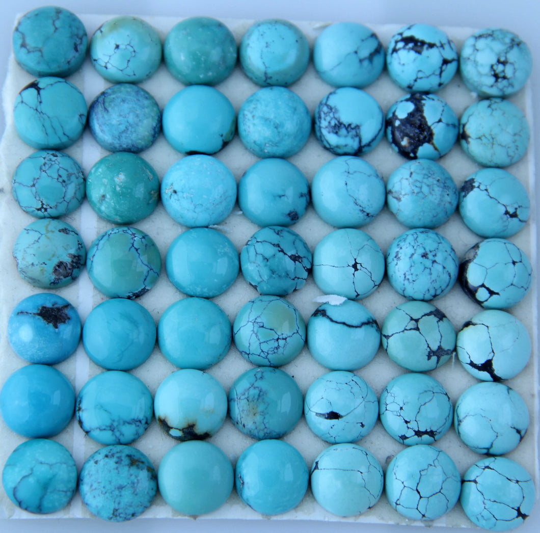 10 mm. Round Turquoise Cabs.