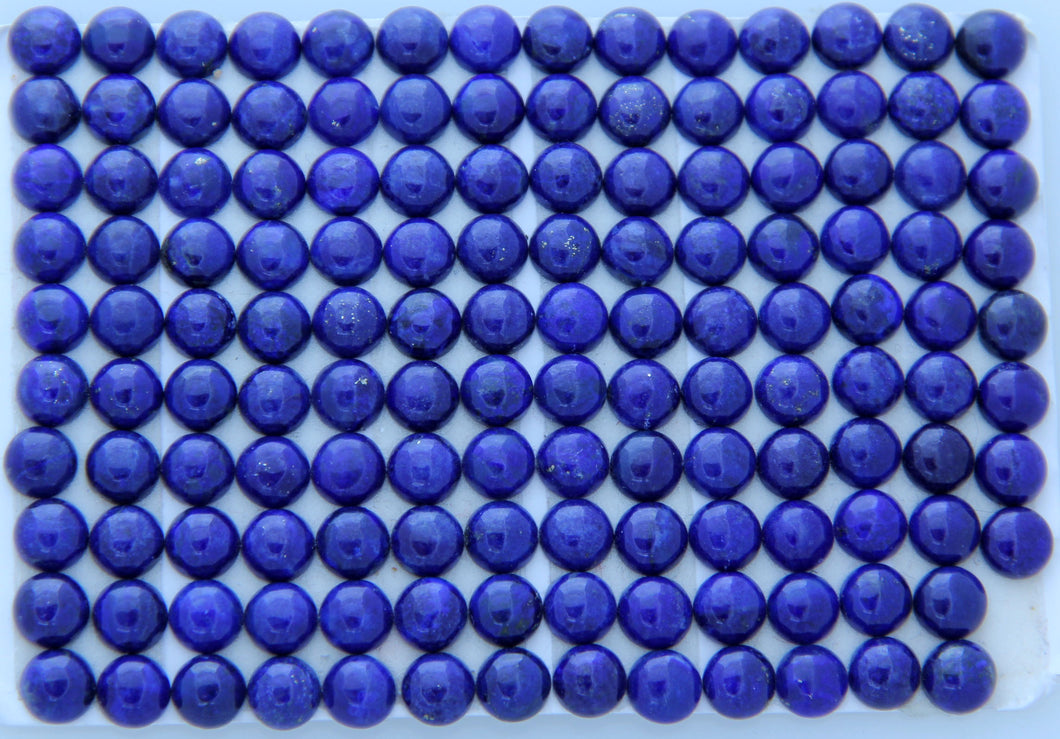 6 mm. Round Natural Lapis Cabs.