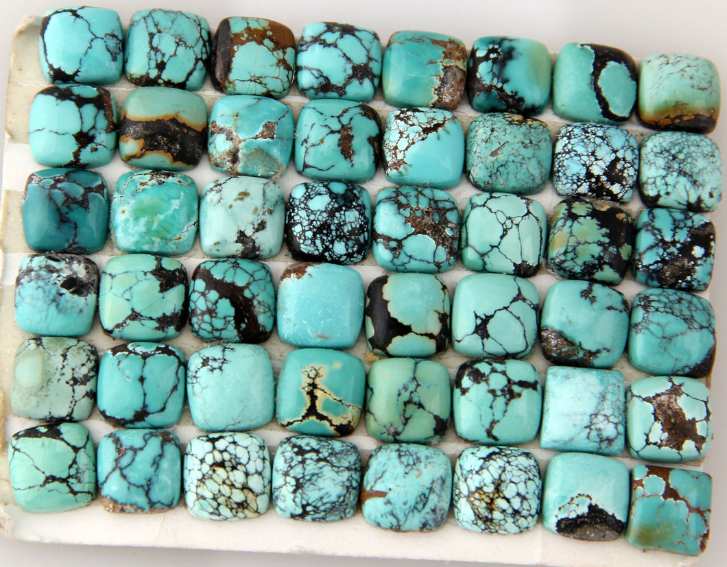 8 mm. Square Turquoise Cabs.