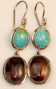 Turquoise and Agate Earring