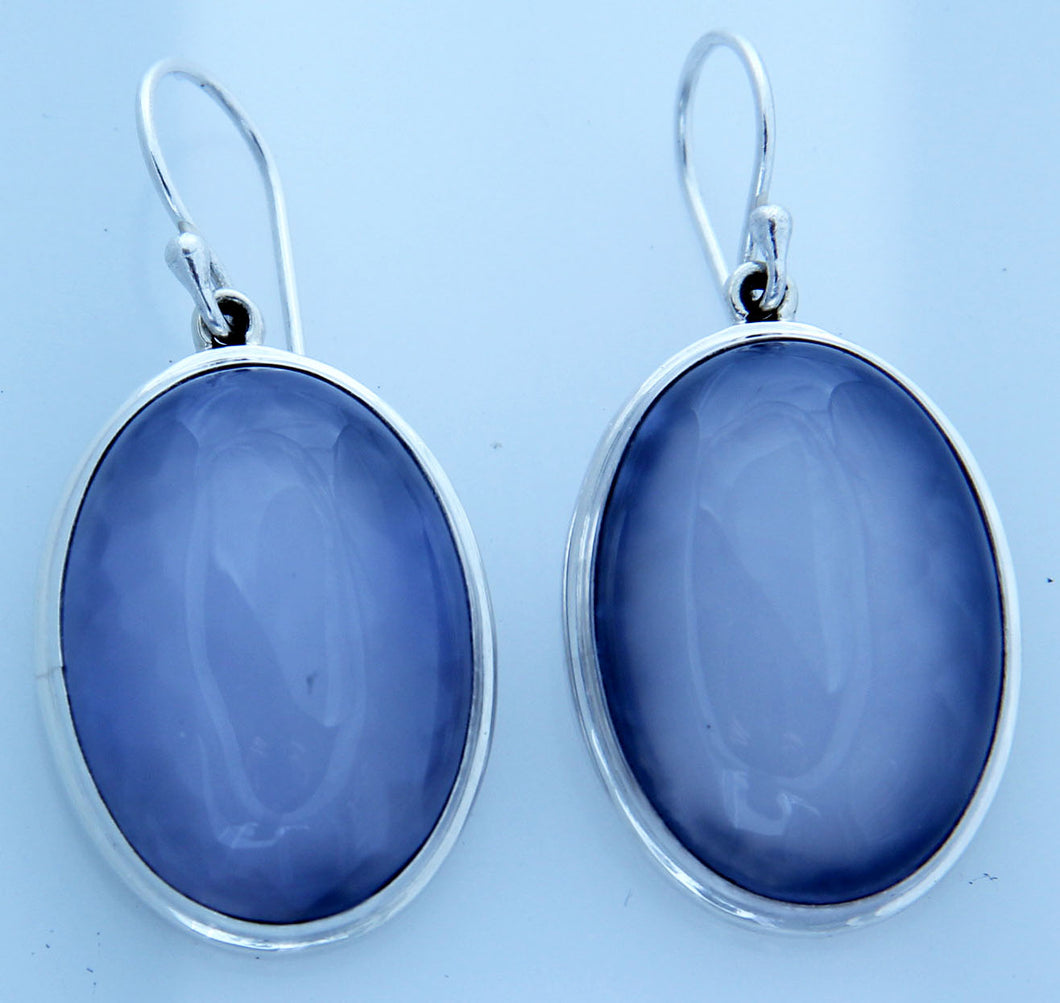 Blue Chalcedony and Sterling Silver Earring