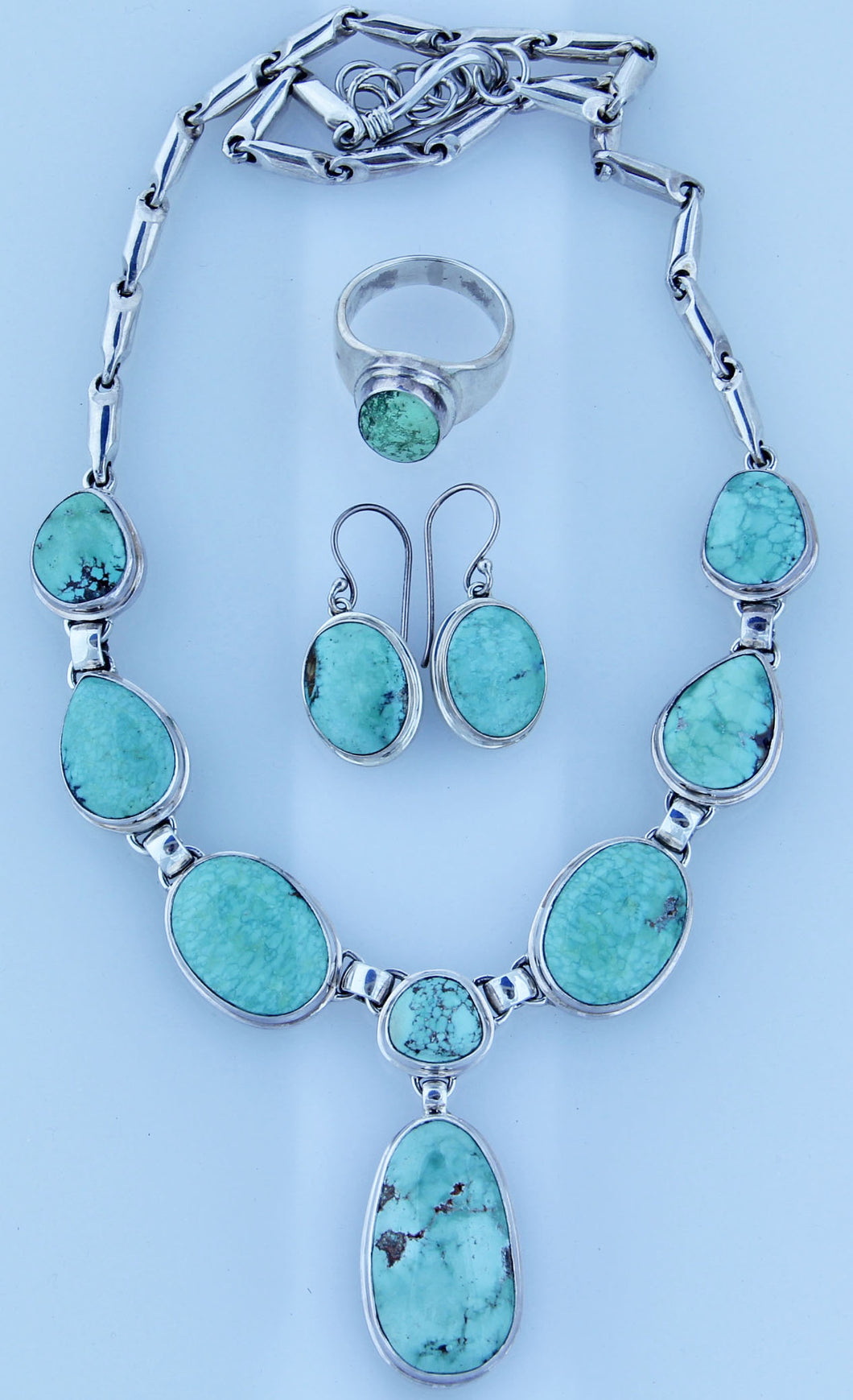 Natural Green Turquoise Necklace Set.
