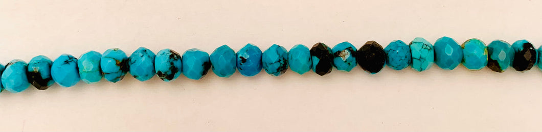 6MM. Roundel Faceted Turquoise Beads