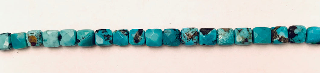 5 MM.Square Faceted Turquoise Beads.