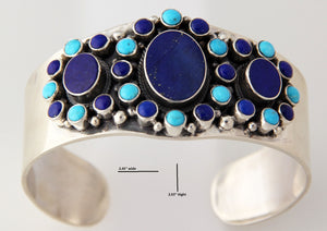 Natural Lapis and Turquoise Cuff Bracelet