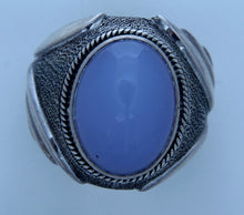 Load image into Gallery viewer, Blue Chalcedony and Sterling Silver Ring Size 11

